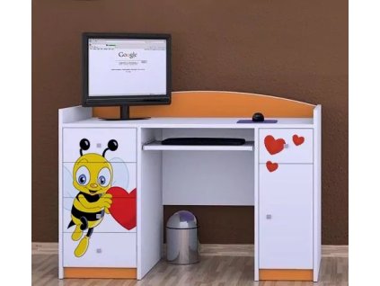 Psací stůl Happy B01 - včelka se srdcem (Barva bílá)