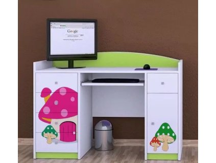 Psací stůl Happy B01 - růžový hříbeček (Barva bílá)