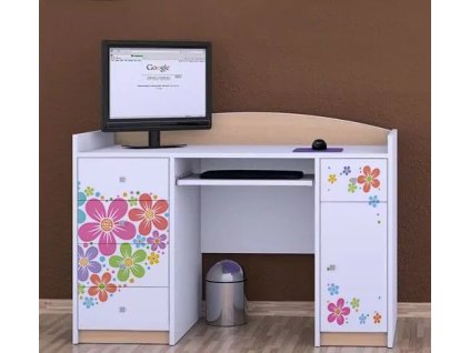 Psací stůl Happy B01 - srdce z květů (Barva bílá)