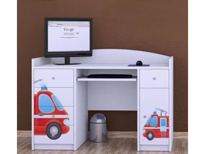 Psací stůl Happy B01 - hasičské auto (Barva bílá)