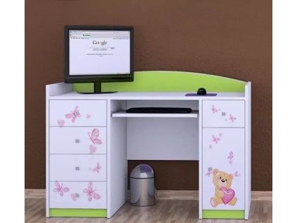Psací stůl Happy B01 - zamilovaný medvídek (Barva bílá)