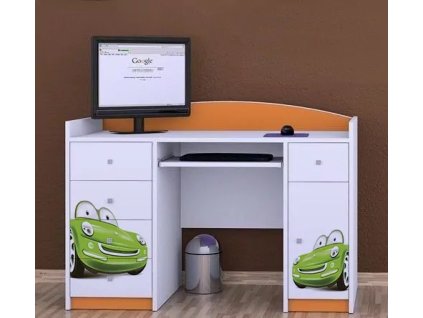 Psací stůl Happy B01 - zelené auto (Barva bílá)