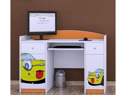 Psací stůl Happy B01 - žluté auto (Barva bílá)