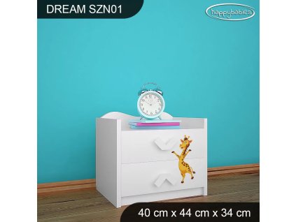 Noční stolek Dream SZN01 - veselé safari (Barva bílá)