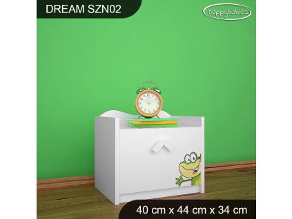 Noční stolek Dream SZN02 - žabka a čáp (Barva bílá)