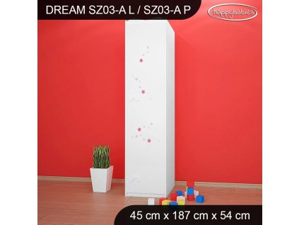 Skříň Dream SZ03 - víla s koníkem (Barva bílá, Otevírání dvířek pravé, Vnitřek skříně šatní tyč)