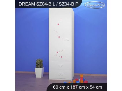 Skříň Dream SZ04 -víla  s koníkem (Barva bílá, Otevírání dvířek pravé, Vnitřek skříně šatní tyč)