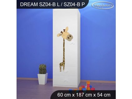 Skříň Dream SZ04 - safari (Barva bílá, Otevírání dvířek pravé, Vnitřek skříně šatní tyč)