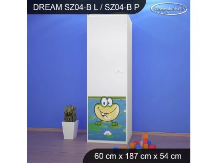 Skříň Dream SZ04 - žabka a čáp (Barva bílá, Otevírání dvířek pravé, Vnitřek skříně šatní tyč)