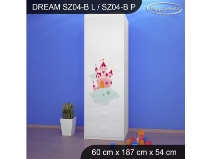 Skříň Dream SZ04 - palác (Barva bílá, Otevírání dvířek pravé, Vnitřek skříně šatní tyč)