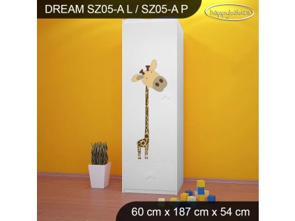 Skříň Dream SZ05 - safari (Barva bílá, Otevírání dvířek pravé, Vnitřek skříně šatní tyč)