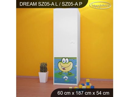Skříň Dream SZ05 - žabka a čáp (Barva bílá, Otevírání dvířek pravé, Vnitřek skříně šatní tyč)