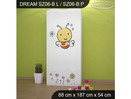 Skříň Dream SZ06 - včelka (Barva bílá, Vnitřek skříně šatní tyč)