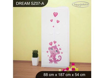 Skříň Dream SZ07 - zvířátka v ZOO (Barva bílá, Vnitřek skříně šatní tyč)