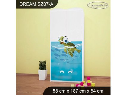 Skříň Dream SZ07 - rybičky (Barva bílá, Vnitřek skříně šatní tyč)