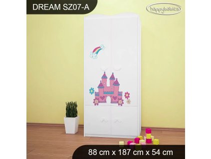 Skříň Dream SZ07 - zámek (Barva bílá, Vnitřek skříně šatní tyč)