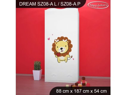 Skříň Dream SZ08 - lvíček (Barva bílá, Vnitřek skříně šatní tyč)