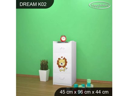Komoda Dream K02 - lvíček (Barva bílá)