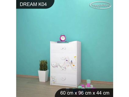 Komoda Dream K04 - hudební noty (Barva bílá)