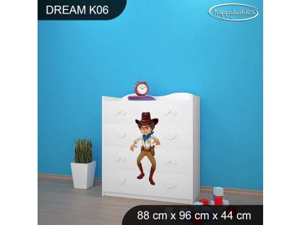Komoda Dream K06 - kovboj (Barva bílá)