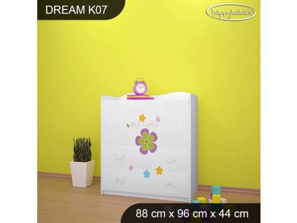 Komoda Dream K07 - květiny (Barva bílá)
