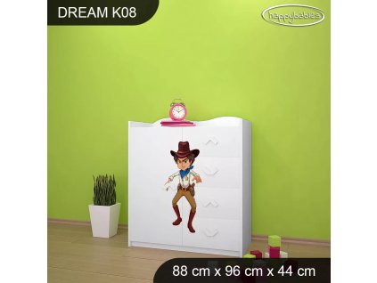 Komoda Dream K08 - kovboj (Barva bílá)