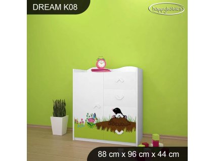 Komoda Dream K08 - krtek (Barva bílá)