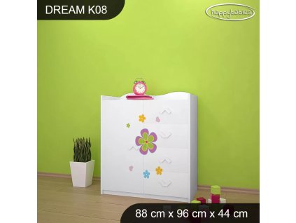 Komoda Dream K08 - květiny (Barva bílá)