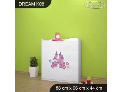 Komoda Dream K08 - zámek (Barva bílá)