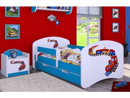 Dětská postel Happy Babies - vláček (Barva bílá, Velikost spací plochy 140x70, Šuplík NE)