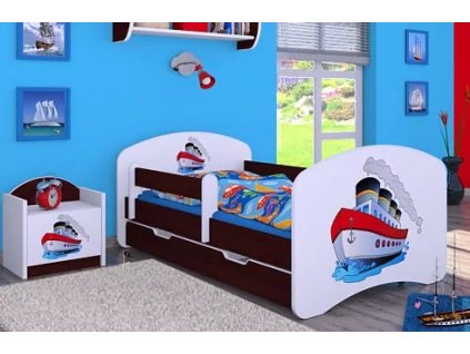 Dětská postel Happy Babies - velká loď (Barva bílá, Velikost spací plochy 140x70, Šuplík NE)