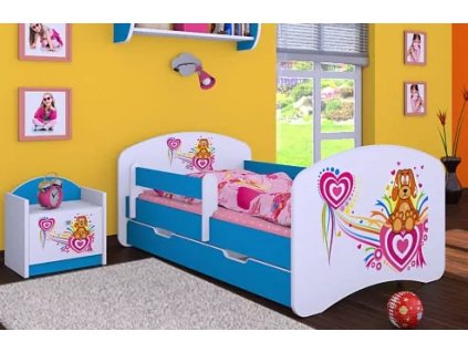 Dětská postel Happy Babies - pejsek a srdce (Barva bílá, Velikost spací plochy 140x70, Šuplík NE)