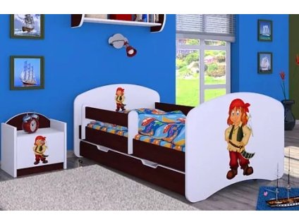 Dětská postel Happy Babies - pirát (Barva bílá, Velikost spací plochy 140x70, Šuplík NE)