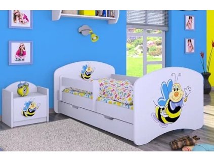 Dětská postel Happy Babies - usměvavá včelka (Barva bílá, Velikost spací plochy 140x70, Šuplík NE)