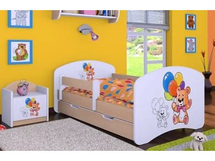 Dětská postel Happy Babies - šťastný medvídek (Barva bílá, Velikost spací plochy 140x70, Šuplík NE)