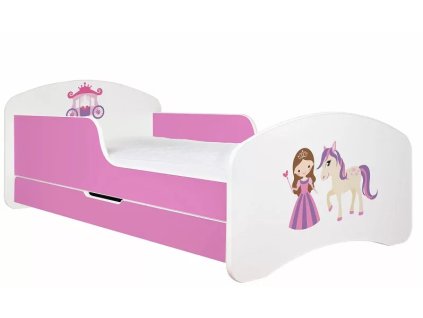 Dětská postel Animals vzor AM08 - princezna (Barva bílá, Velikost spací plochy 140x70, Šuplík NE)