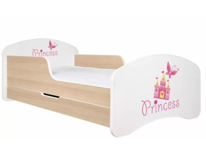 Dětská postel Animals vzor AM09 - zámek (Barva bílá, Velikost spací plochy 140x70, Šuplík NE)