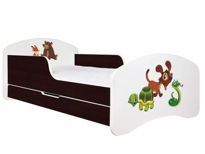 Dětská postel Animals vzor AM10 - pes, želva, had (Barva bílá, Velikost spací plochy 140x70, Šuplík NE)