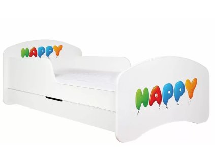 Dětská postel Animals vzor AM12 - happy (Barva bílá, Velikost spací plochy 140x70, Šuplík NE)