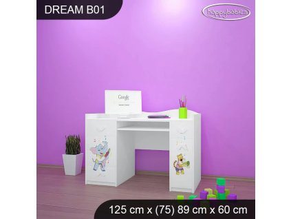 Psací stůl Dream B01 - zvířecí kapela (Barva bílá)