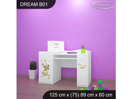 Psací stůl Dream B01 - květiny (Barva bílá)