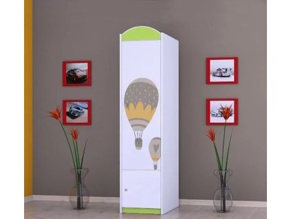 Skříň Happy SZ02 - balóny (Barva bílá, Otevírání dvířek pravé, Vnitřek skříně šatní tyč)