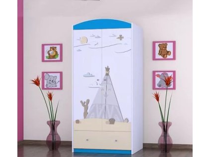 Skříň Happy SZ08 - poušť (Barva bílá, Vnitřek skříně šatní tyč)