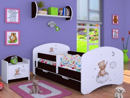 Dětská postel Happy Babies - medvídek na mráčku (Barva bílá, Velikost spací plochy 140x70, Šuplík NE)