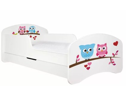 Dětská postel Animals vzor AM01 - dvě sovičky (Barva bílá, Velikost spací plochy 140x70, Šuplík NE)