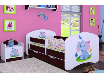 Dětská postel Happy Babies - sloník (Barva bílá, Velikost spací plochy 140x70, Šuplík NE)