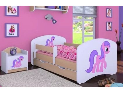 Dětská postel Happy Babies - růžový pony (Barva bílá, Velikost spací plochy 140x70, Šuplík NE)