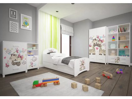 Dětský pokoj Animals - zamilované žirafky (Barva bílá, Velikost spací plochy 140x70, Šuplík NE)