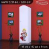 Skříň Happy SZ01 - bořek stavitel (Barva bílá, Otevírání dvířek pravé, Vnitřek skříně šatní tyč)