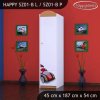 Skříň Happy SZ01 - super bolid (Barva bílá, Otevírání dvířek pravé, Vnitřek skříně šatní tyč)